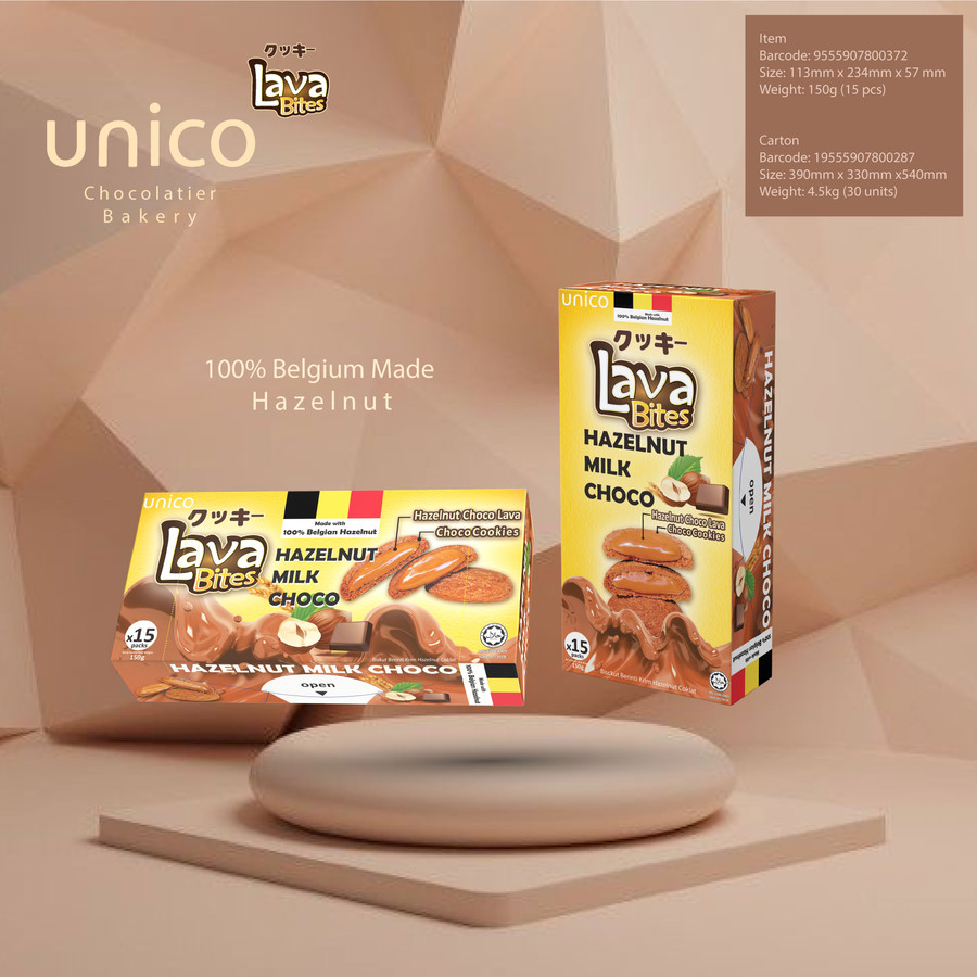 Lava Bites Hazelnut Milk Choco 150g box packaging