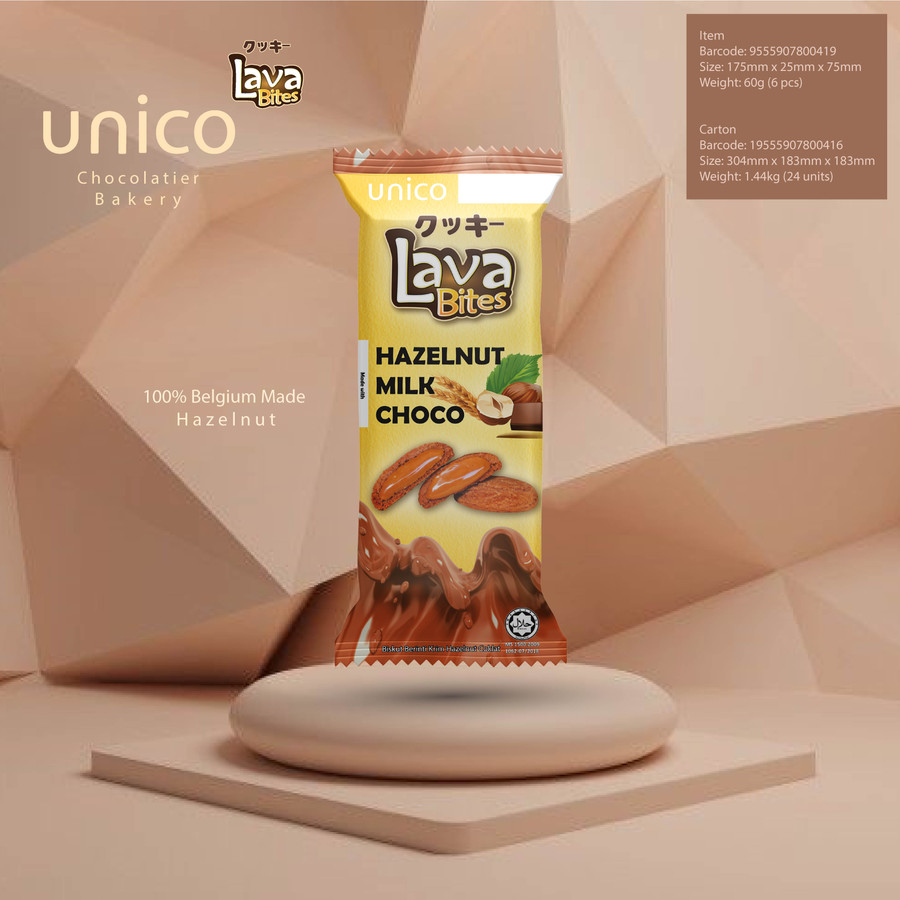 Lava Bites Hazelnut Milk Choco 60g bag packaging